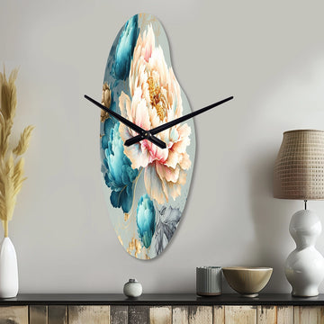 Multi-Color Blooming Flowers IV - Asymmetric Metal Wall Clock